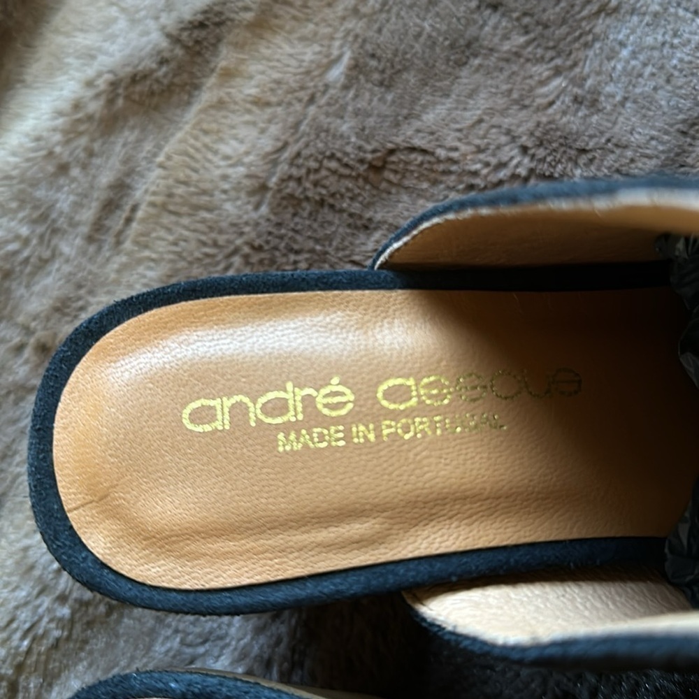 ANDRE ASSOUS Siri Black Suede Slip On Slide Mule Black Sz 8 - Picture 5 of 12